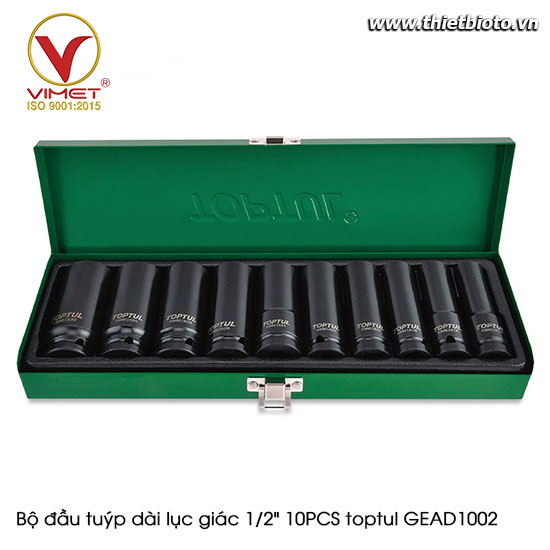 Bộ đầu tuýp dài lục giác 1/2 inch 10 món toptul GEAD1002