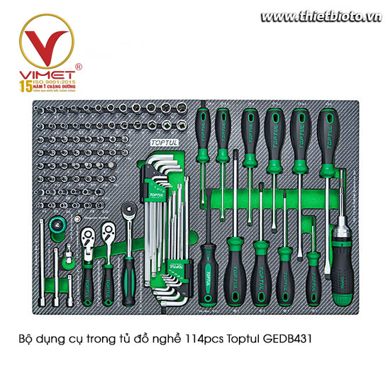 Bộ dụng cụ trong tủ đồ nghề 114pcs Toptul GEDB431