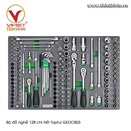 Bộ đồ nghề 128 chi tiết Toptul GEDC803