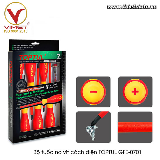 Bộ tuốc nơ vít cách điện TOPTUL GFE-0701