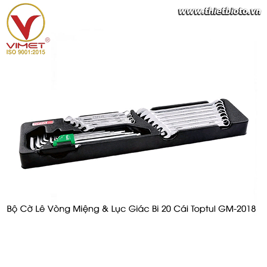 Bộ Cờ lê vòng miệng & lục giác bi 20 chi tiết TOPTUL GM-2018