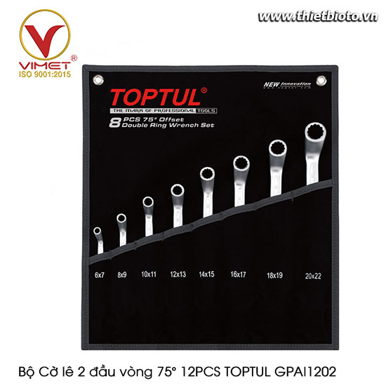 Bộ Cờ lê 2 đầu vòng 75° 12PCS TOPTUL GPAI1202