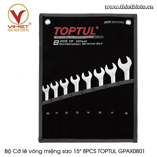 Bộ Cờ lê vòng miệng sao 15° 8PCS TOPTUL GPAX0801