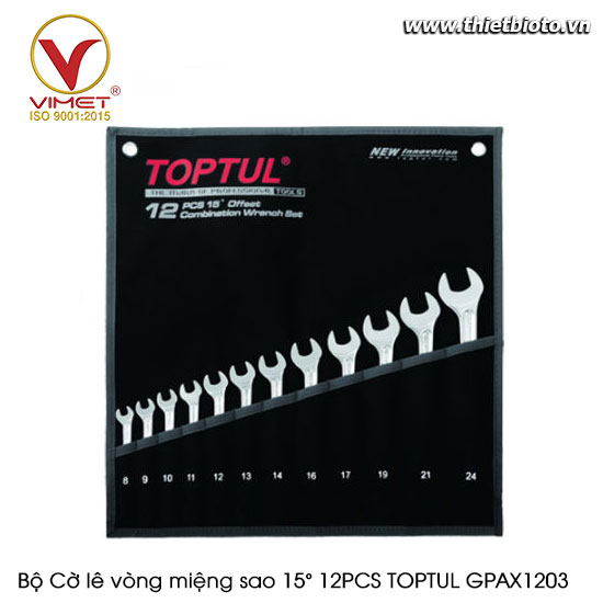 Bộ Cờ lê vòng miệng sao 15° 12PCS TOPTUL GPAX1203