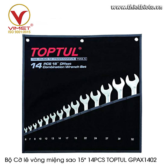 Bộ Cờ lê vòng miệng sao 15° 14PCS TOPTUL GPAX1402