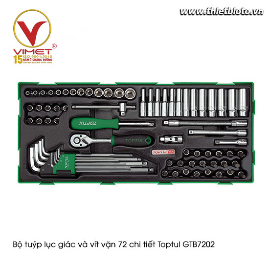 Bộ tuýp lục giác và vít vặn 72 chi tiết Toptul GTB7202