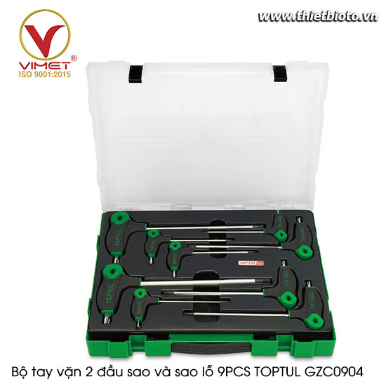 Bộ tay vặn 2 đầu sao và sao lỗ 9PCS TOPTUL GZC0904