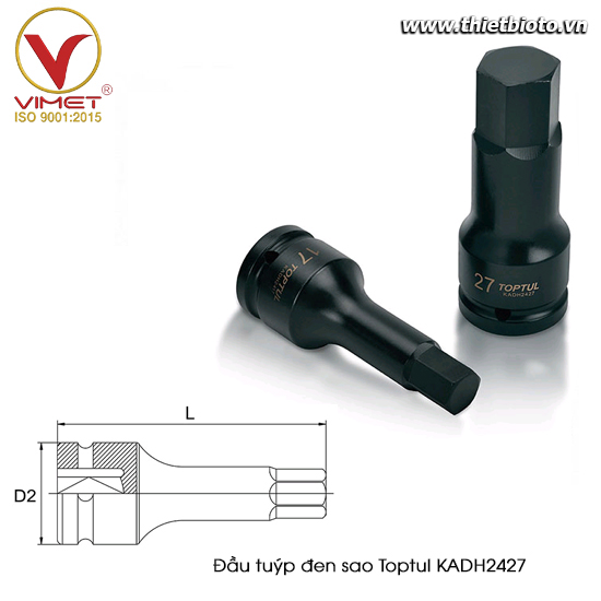 Đầu tuýp đen lục giác TOPTUL KADH2427