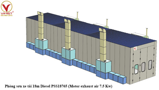 Phòng sơn xe tải  18m Diesel PSS18765 (Motor exhaust air 7.5 Kw)