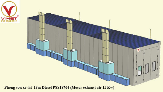 Phòng sơn xe tải  18m Diesel PSS18764 (Motor exhaust air 11 Kw)