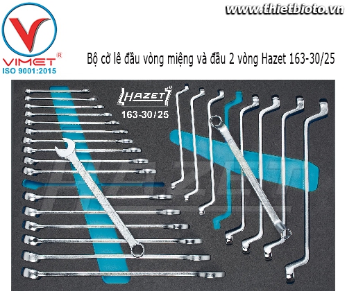 Bộ cờ lê đầu vòng miệng và đầu 2 vòng Hazet 163-30/25