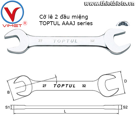 Cờ lê 2 đầu miệng Toptul AAAJ0607