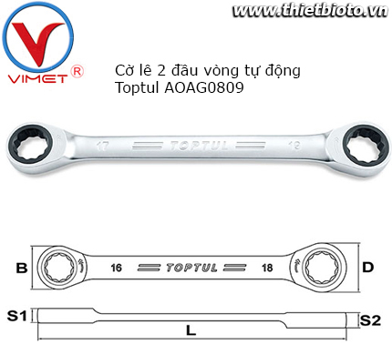 Cờ lê 2 đầu vòng tự động Toptul AOAG0809