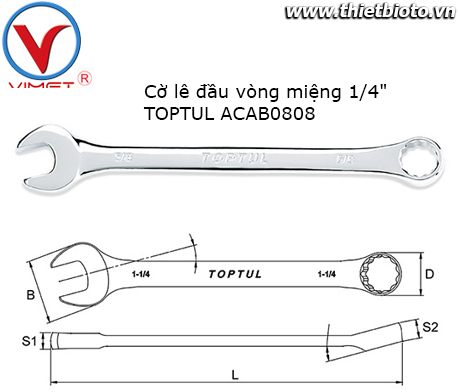 Cờ lê đầu vòng miệng Toptul ACAB0808