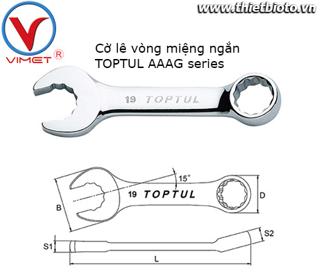 Cờ lê vòng miệng ngắn Toptul AAAG0707