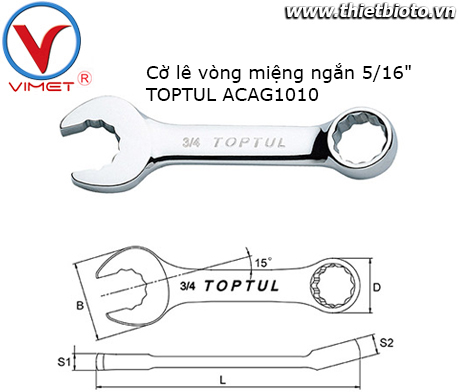 Cờ lê đầu vòng miệng 5/16 Toptul ACAG1010