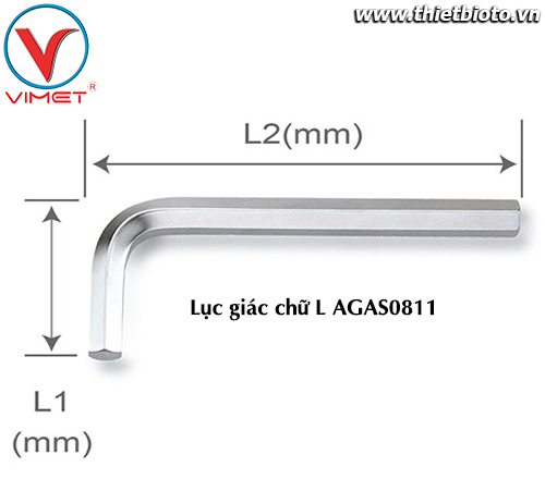 Lục giác chữ L (ngắn) 8mm TOPTUL AGAS0811