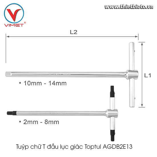 Tuýp chữ T đầu lục giác Toptul AGDB2E13