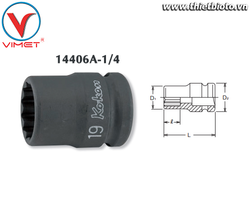 Đầu tuýp bông 1/4 Koken 14406A-1/4