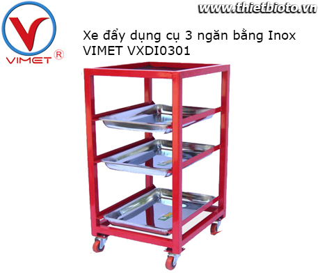 Xe đẩy dụng cụ 3 ngăn inox Vimet VXDI0301