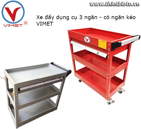 Xe đẩy dụng cụ 3 ngăn có ngăn kéo VIMET XDC31830